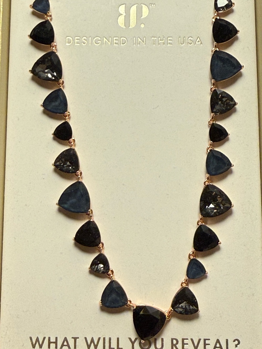 Elegant Navy Triangle Stone Necklace - Designed in the USA